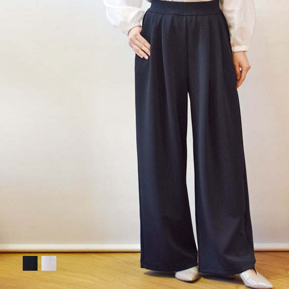 ププラ（PUPULA）AQUA DOUBLE KNIT ２タックワイドパンツ(pp005)(157006)｜アンプルール　ＶＥＲＹ店 14,630円