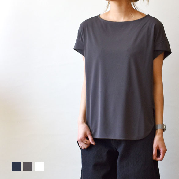 ププラ（PUPULA）YAGIPOLY SMOOTH 脇タック 半袖ティーシャツ(pp021)(161061) 06.グレー-75.ネイビー-01.ホワイト