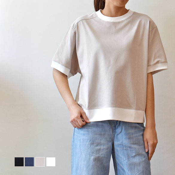 TOLNERA by PRIORITY（トルネラ）襟ぐりリストバンド裾色彩設計 半袖 ティーシャツ(pt015)(T62027TO)