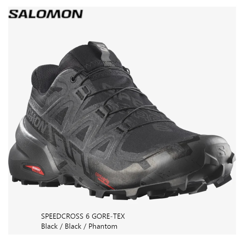 サロモン トレイルシューズ SALOMON SPEEDCROSS 6 GTX Black Black Phantom スピードクロス ゴアテックス ランニング メンズ スニーカー|All Mtn Sports Doing 店
