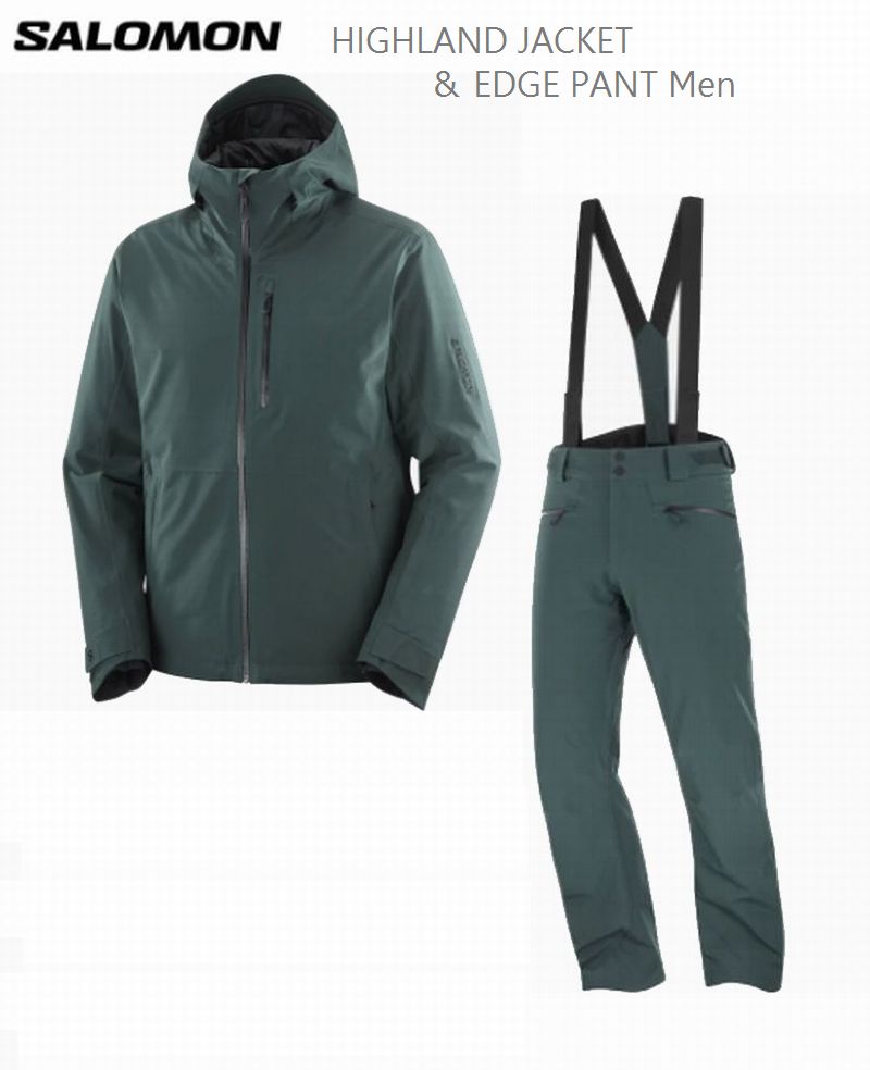 サロモン スキーの板御召しもの 2026 SALOMON HIGHLAND JACKET ＆ Pants Men GREEN GABLES LC2602700 LC2600300 メンズ 上下書き割り