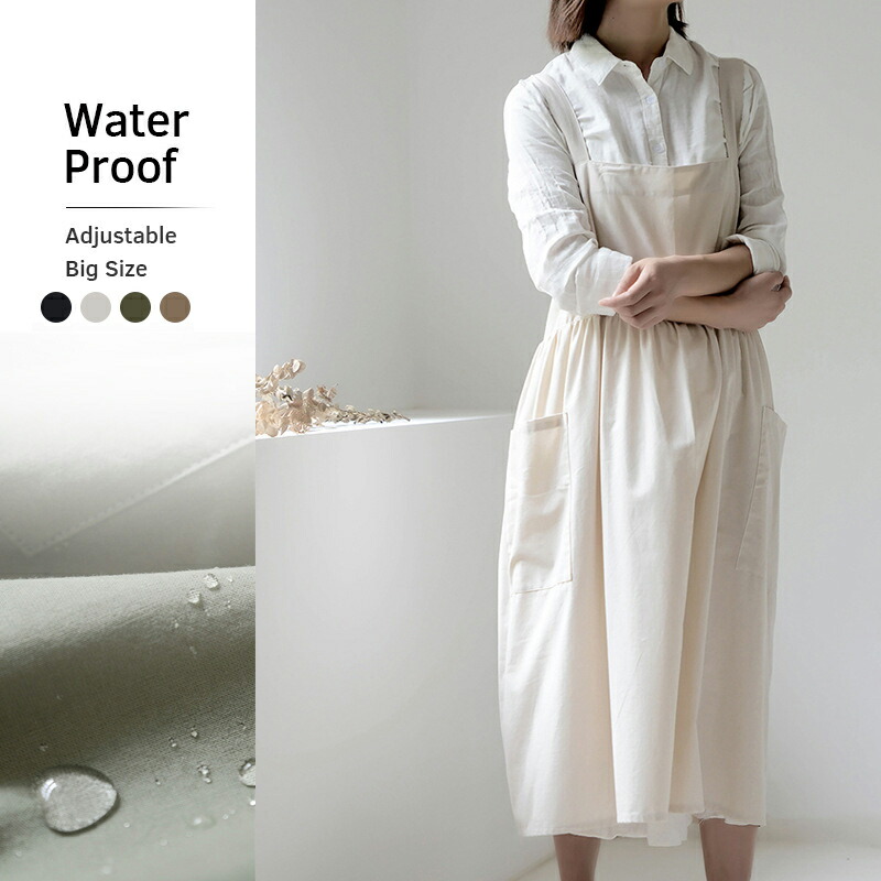 楽天市場】エプロン 防水 バッククロス かぶり カフェエプロン