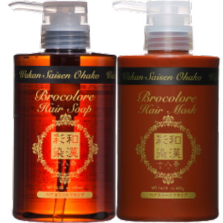 ●【送料無料】 日本グランデックス 和漢彩染 十八番 ブロコローレ ヘアソープ 400ml ＆ マスク 400g セット