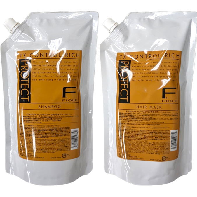 ●【送料無料】 フィヨーレ FIOLE ／ Fプロテクト 【 リッチ 詰め替え セット 】 シャンプー 1000ml ヘアマスク 1000g リフィル【 リッチ 詰替セット 】