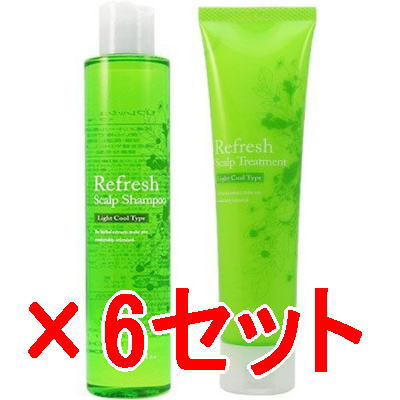 【店内商品P2-20倍！】【送料無料】 ナプラ napra ／ リフレッシュスキャルプ シャンプー〈ライトクールタイプ〉 200mL ＆ トリートメント 〈ライトクールタイプ〉 150g　6セット