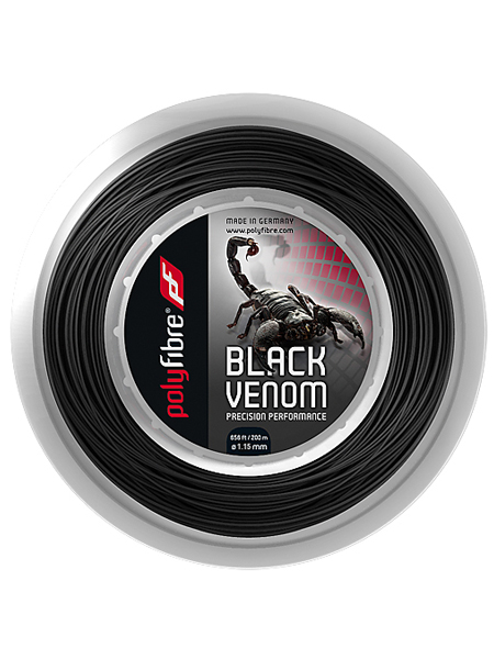 送料0円】 ブラックベノム 1.25 1.20 次回使えるクーポンプレゼント ポリファイバー 1.30 1.30mm ガットPolyfibre  ブラックヴェノム roll 1.15 200ｍ ポリエステル 200Mロール strings 硬式テニス Venom Black テニス