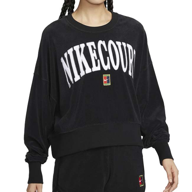 ＼7日20時～12日最大1500円クーポン／売切りセール！【日本サイズ】ナイキ(NIKE) 2024 FA レディース コート ヘリテージ オーバーサイズ グラフィック 長袖スウェット FQ2243-010ブラック×ホワイト(24y8mテニス)[次回使えるクーポンプレゼント] 6,544円