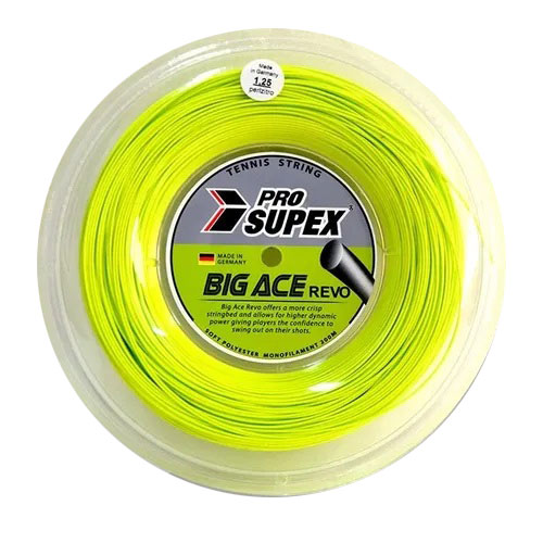 ＼22日～26日まで8％OFFクーポン！／プロスペックス(PRO SUPEX) ビッグエース レヴォ イエロー 1.22mm 200mロール 硬式テニス ポリエステルガット (20y7m)[次回使えるクーポンプレゼント]｜アミュゼスポーツ
