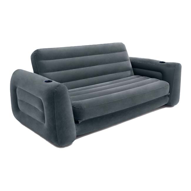 ＼7日20時～12日最大1500円クーポン／INTEX(インテックス) プルアウトソファ 空気注入式 エアソファベッド 2人用 コンパクト収納可能 屋内専用 66552NP-チャコールグレー(23y11m)[次回使えるクーポンプレゼント]