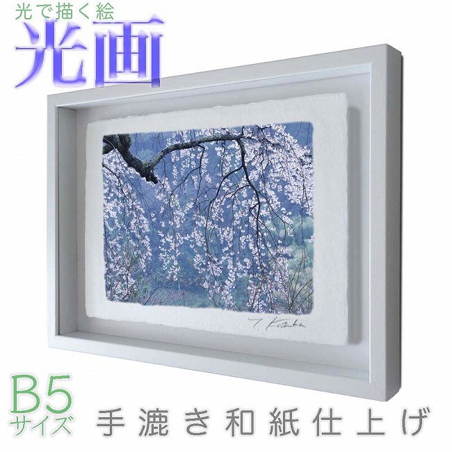 プロカメラマン片岡司 光画【春雨の美】 B5サイズ 光で描く絵 手漉き和紙仕上げ 006-B5-ホワイト綺麗 背景 パステルカラー 和紙アート(21y8m)[次回使えるクーポンプレゼント]