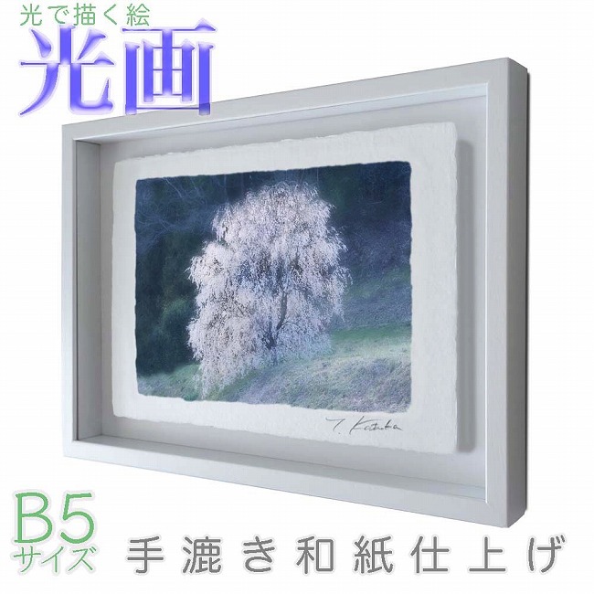プロカメラマン片岡司 光画【桜の妖精】 B5サイズ 光で描く絵 手漉き和紙仕上げ 005-B5-ホワイト綺麗 背景 パステルカラー 和紙アート(21y8m)[次回使えるクーポンプレゼント]