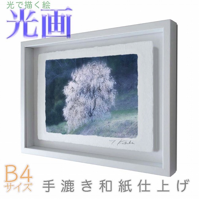 プロカメラマン片岡司 光画【桜の妖精】 B4サイズ 光で描く絵 手漉き和紙仕上げ 005-B4-ホワイト綺麗 背景 パステルカラー 和紙アート(21y8m)[次回使えるクーポンプレゼント]