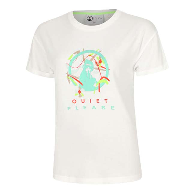 ＼7日20時～12日最大1500円クーポン／【海外サイズ】QUIET PLEASE(クワイエットプリーズ) 2025 FS レディース ワイルドスケッチー 半袖プリントTシャツ QP110198-300 Bホワイト(25y7mテニス)[次回使えるクーポンプレゼント]
