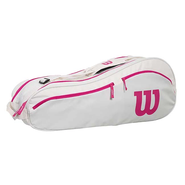 14日～20日最大1000円クーポン！【６本収納】ウィルソン(Wilson) Advantage アドバンテージ 6PK ラケットバッグ テニスバッグ ワンショルダータイプ WR8041702001 オフホワイト&times;ピンク(26y1m)[次回使えるクーポンプレゼント]｜アミュゼスポーツ
