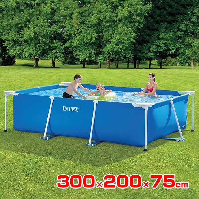 ＼7日20時～12日最大1500円クーポン／INTEX(インテックス) Rectangular レクタングラ フレーム プール 長方形大型プール 300×200×75cm ※カバー無し※ 28272NP ブルー(26y3m)[次回使えるクーポンプレゼント]