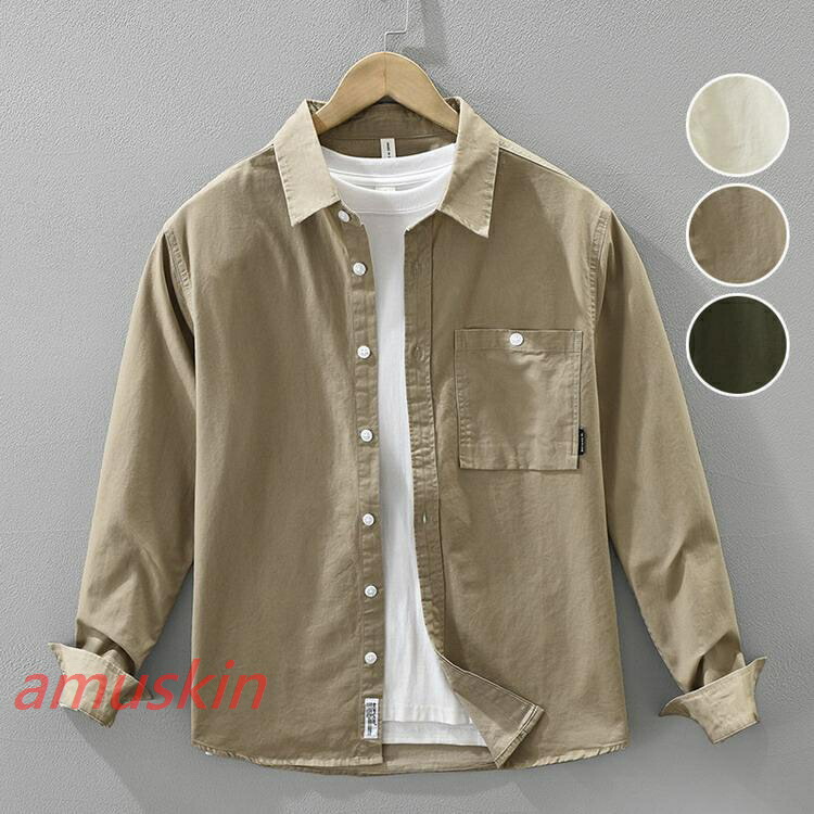 ミリタリーシャツ ワークシャツ カジュアルシャツ メンズ シャツ １００％コットン トップス 秋服 秋物 父の日
