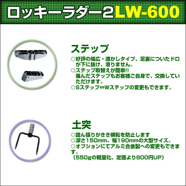 巴化成製作 6m W踏板 ロッキーラダー2 Lw 600 1芝居ハシゴ 木登りハシゴ Ydkg Tk Acilemat Com