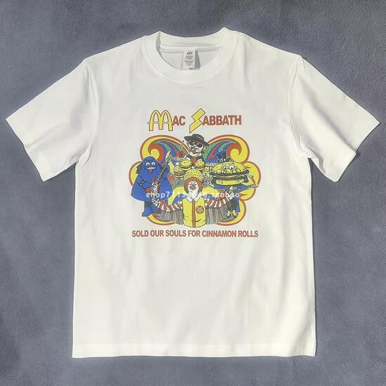 メンズ レディース 半袖Tシャツ ミリタリー/レトロ アート Tシャツ MAC SABBATH ホワイト
