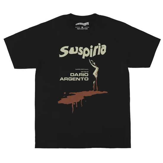 メンズ レディース 半袖Tシャツ 映画 アート Tシャツ suspiria サスペリア ブラック　色落ちブラック
