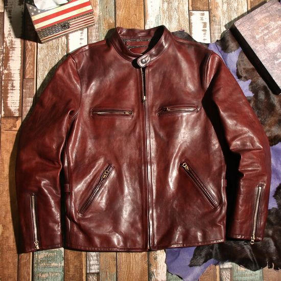 【希少】シングルライダース　XL シープスキン　バックロゴ　短丈　ボックス　本革 green label relaxing（グリーンレーベルリラクシング）の「ST UK