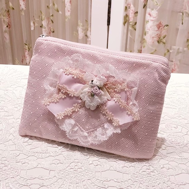 ポーチ　ピンク　レース　ポリ　新品未使用 imgrc0104856520.jpg