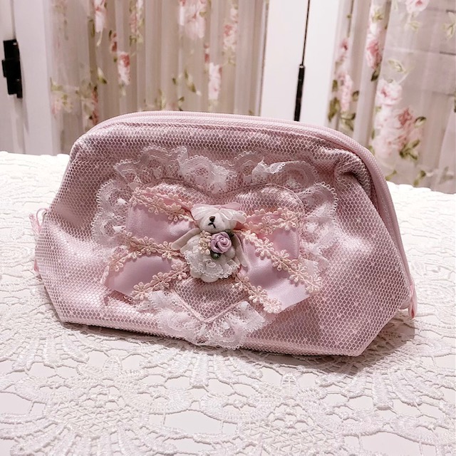 猫 フラットポーチ FFP-20 姫猫ちゃんピンクハート 薔薇 ローズ