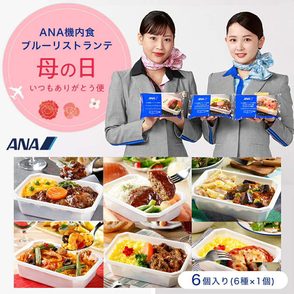 遅れてごめんね母の日 冷凍弁当 機内食【ANA's Sky Kitchen】ANA国際線エコノミークラス機内食 メインディッシュ ブルーリストランテ 母の日いつもありがとう便 6個入り お弁当 お取り寄せグルメ 温めるだけ 簡単 時短 洋食  ana アナ機内食 冷凍 食べ物 ギフト仕送り夜食