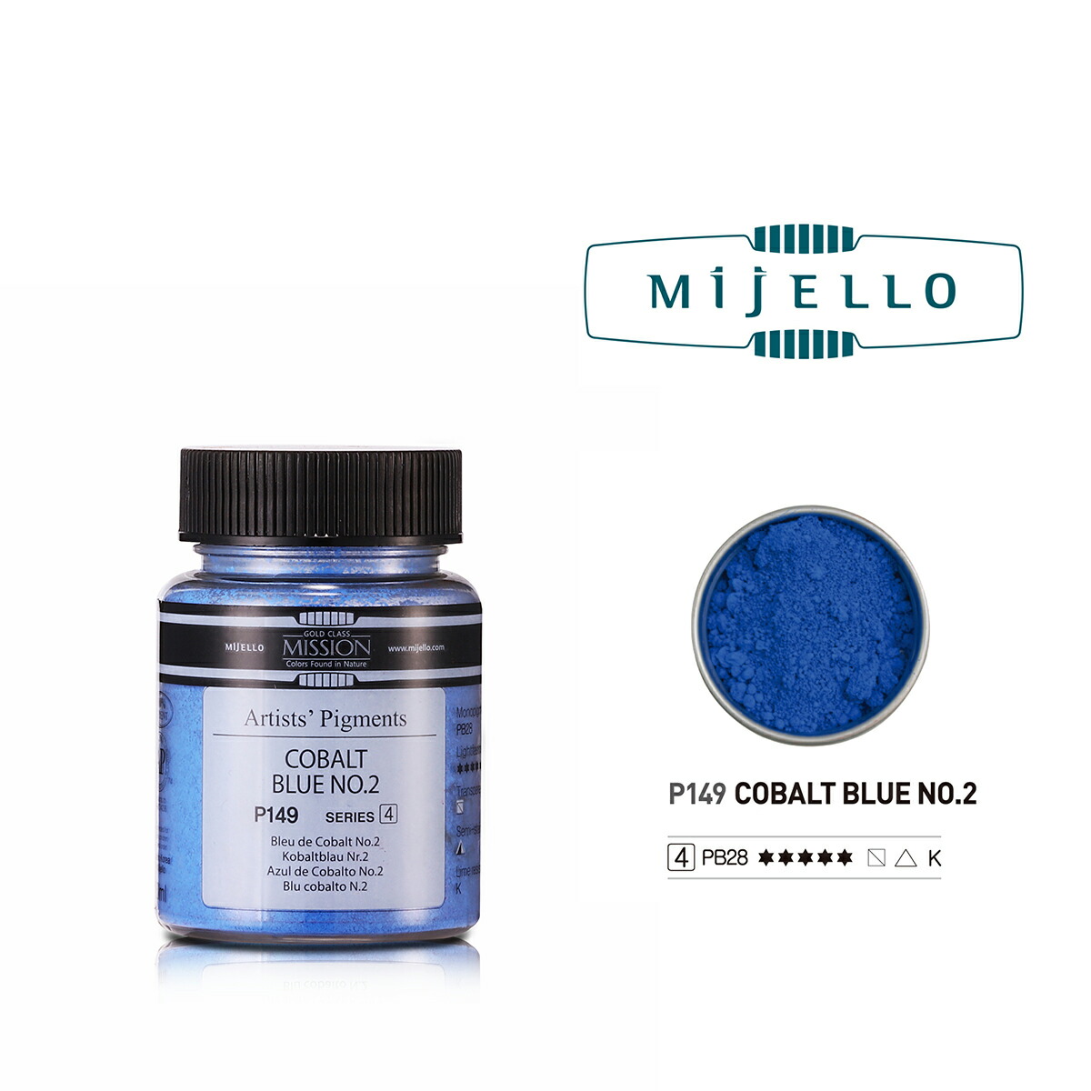 コバルトブルー２ (Cobalt Blue No.2) 80ml ピグメント ミッションゴールドクラス（透明水彩絵具） ミジェロ