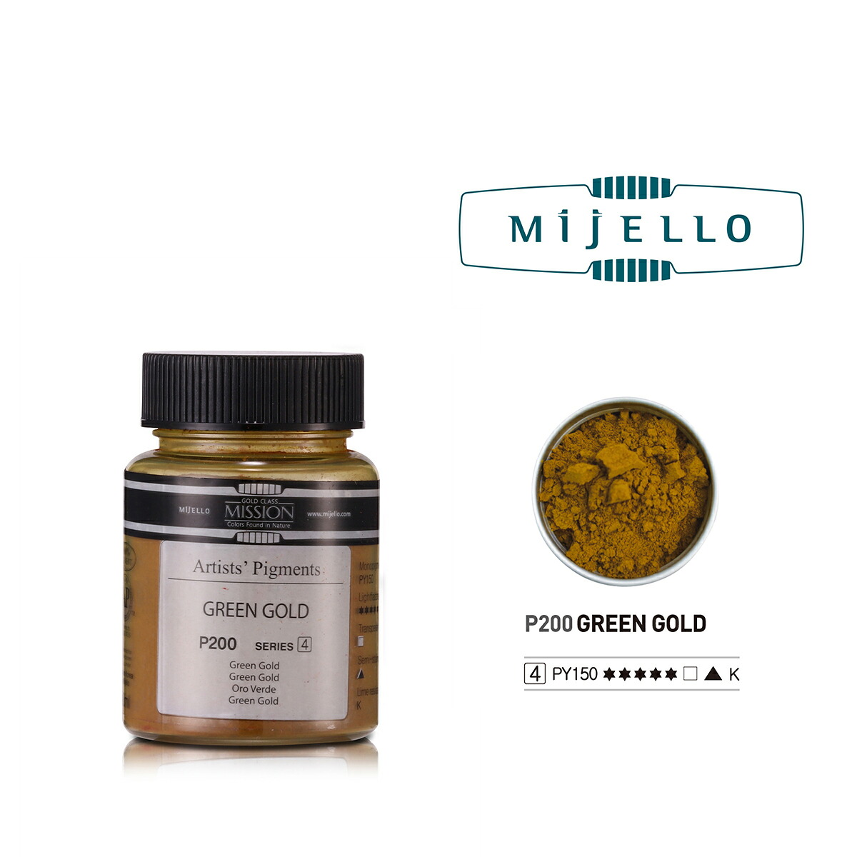 グリーンゴールド (Green Gold) 80ml ピグメント ミッションゴールドクラス(透明水彩絵具) ミジェロ