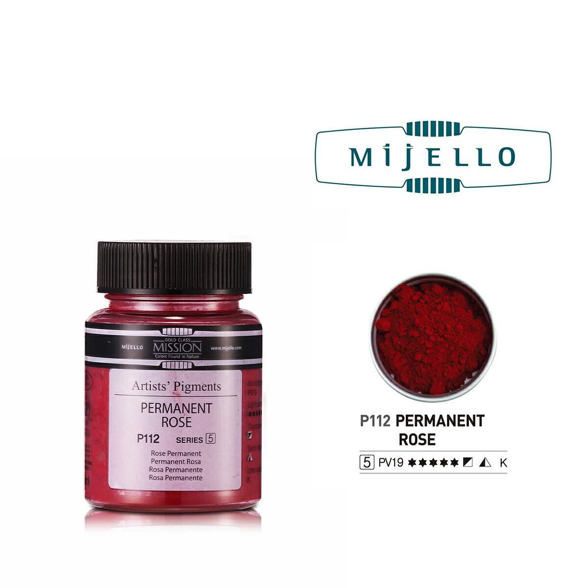 パーマネントローズ (Permanet Rose) 80ml ピグメント ミッションゴールドクラス（透明水彩絵具） ミジェロ