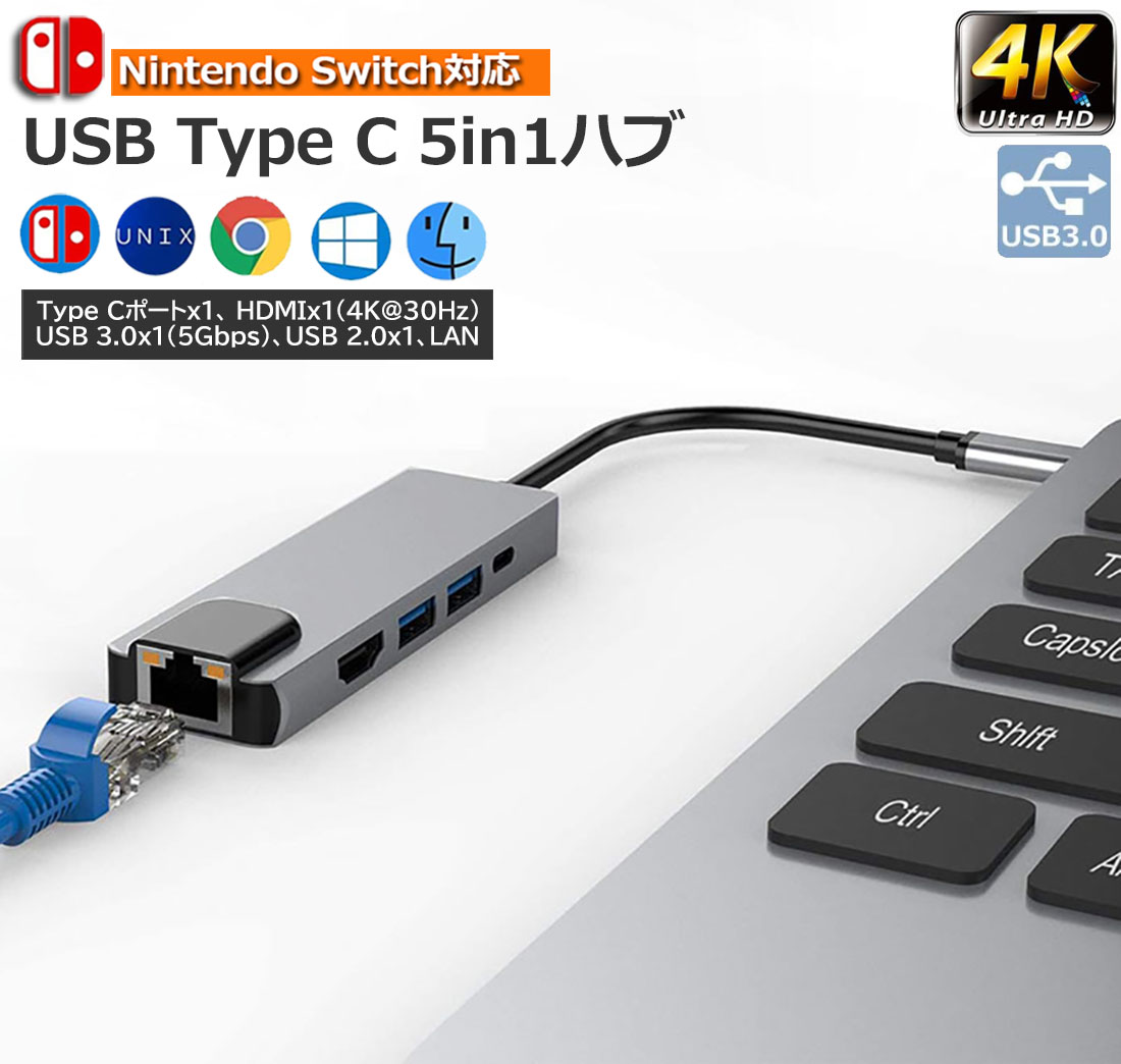 楽天市場】☆P5倍 マラソンセール☆USB TypeC ハブ 5 in 1
