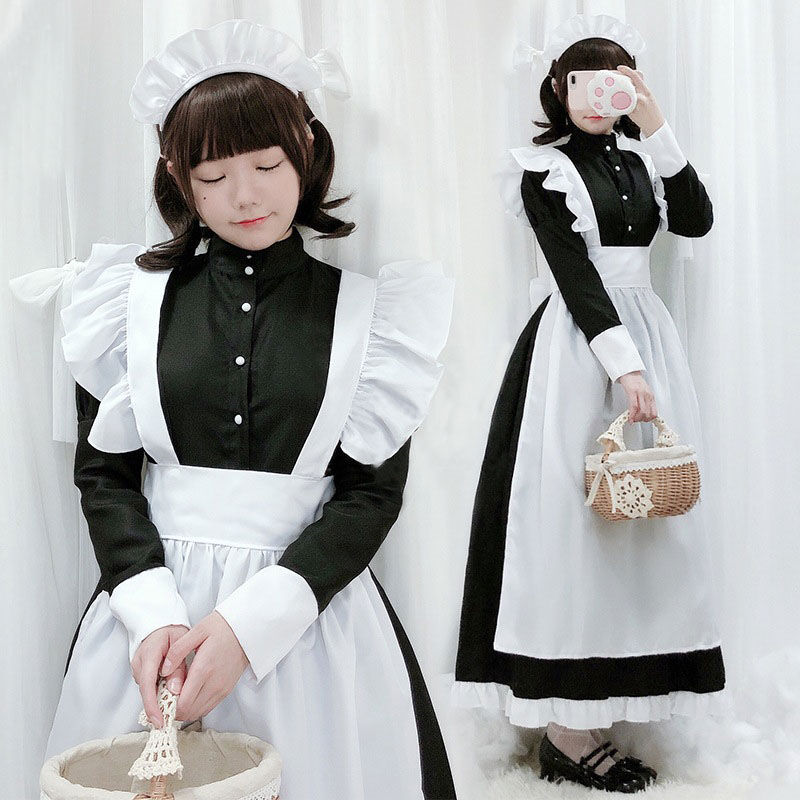 楽天市場 メイド服 ロング クラシック コスプレ 長袖 黒 大きいサイズ 可愛い メイド エプロン カチューシャ 衣装 セクシー コスチューム ハロウィン カフェ イベント 学園祭 文化祭 余興 宴会 男女兼用 Ananiアナニ