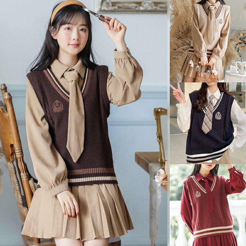 SALE シンプル ノースリーブ 普段着 ライン入りニットベスト 春 ニット ニットベスト レディース JK制服 Vネック ユニセックス 冬 学生服  無地 秋 ベスト スクールベストセーター プルオーバー 可愛い 刺繍 トップス