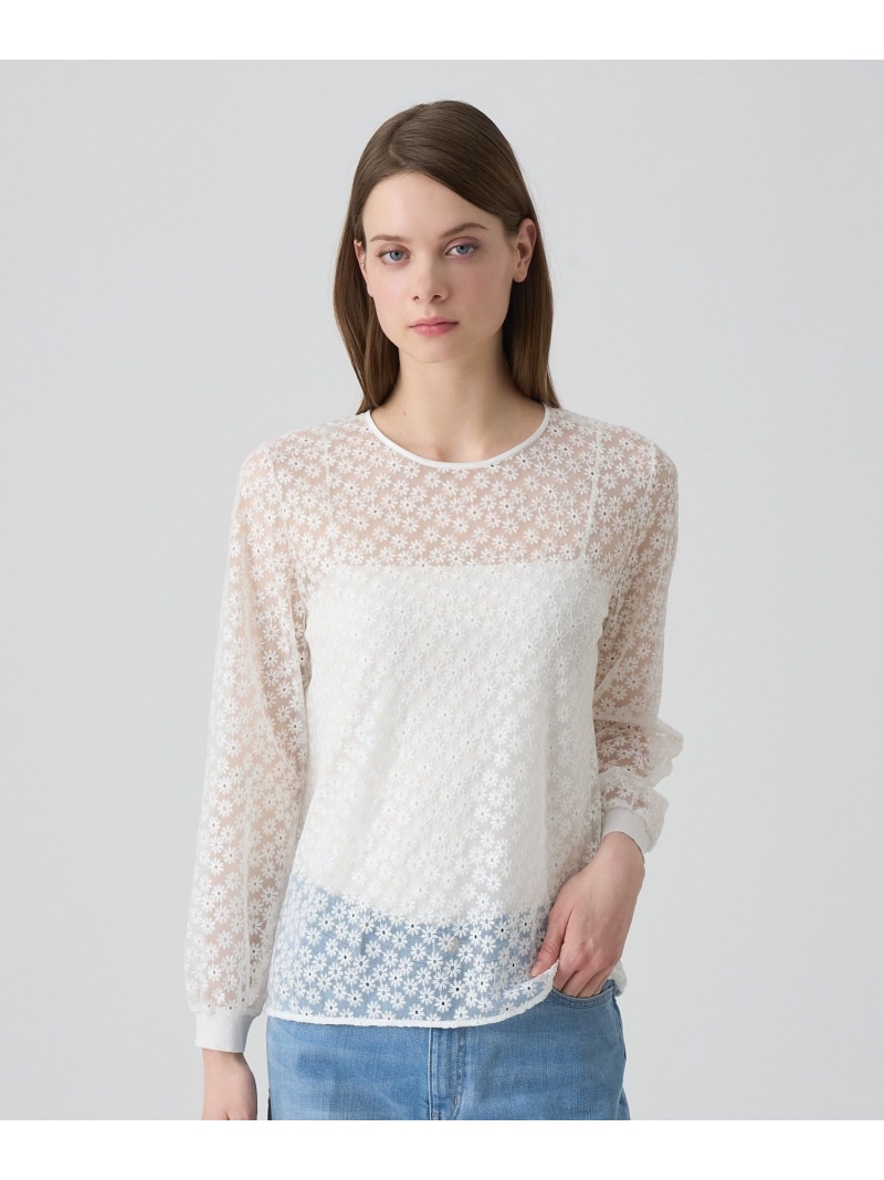 【SALE／40%OFF】フラワー刺繍クルー プルオーバー ANAYI アナイ トップス カットソー・Tシャツ ブラック ホワイト【RBA_E】【送料無料】[ Fashion] 13,009円