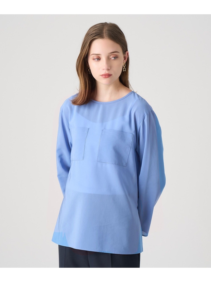 【SALE／40%OFF】トリアセボイルポケットTブラウス ANAYI アナイ トップス シャツ・ブラウス ブラック ブルー ホワイト【RBA_E】【送料無料】[ Fashion]