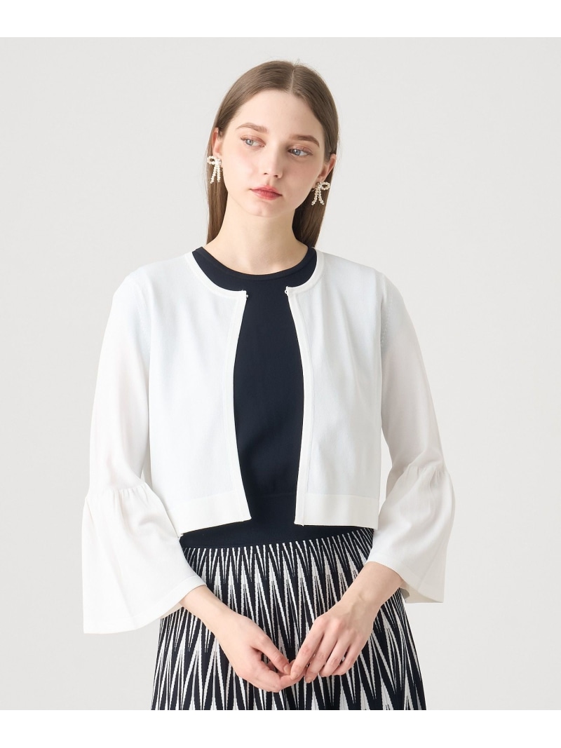 レーヨンナイロンボレロカーディガン ANAYI アナイ トップス カーディガン ブラック ネイビー ホワイト【送料無料】[ Fashion]