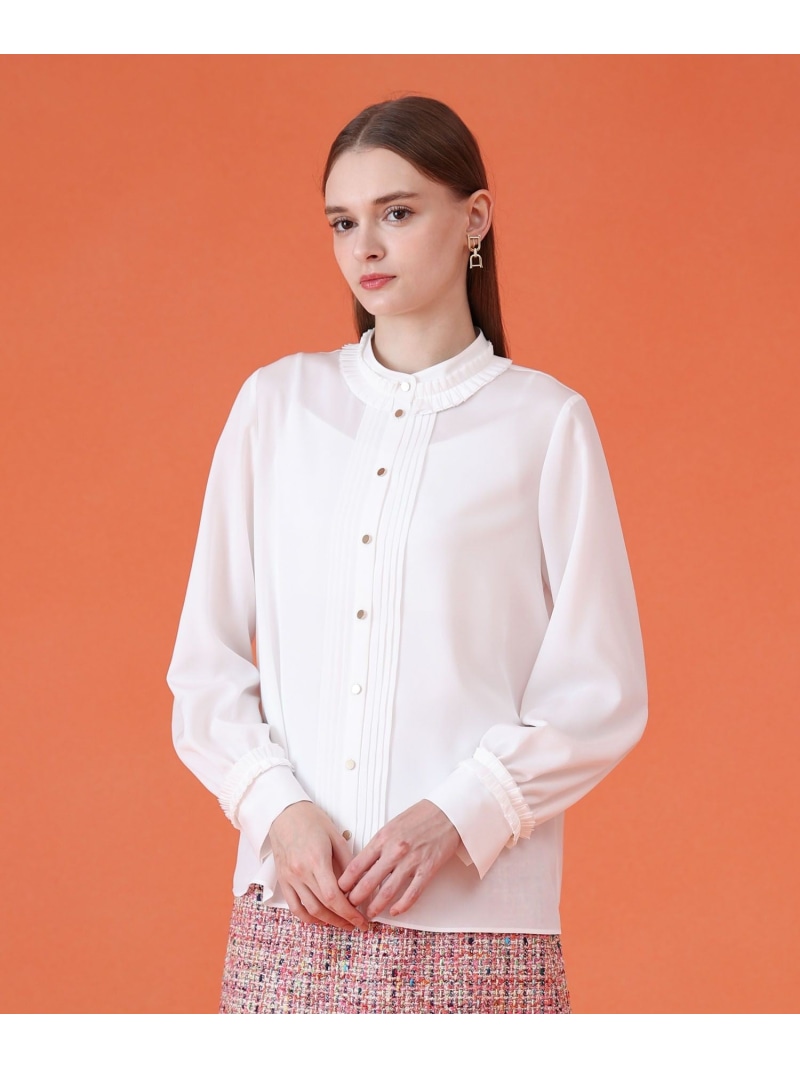 【SALE／30%OFF】ポリデシンプリーツディテールブラウス ANAYI アナイ トップス シャツ・ブラウス ブラック ホワイト【RBA_E】【送料無料】[ Fashion]