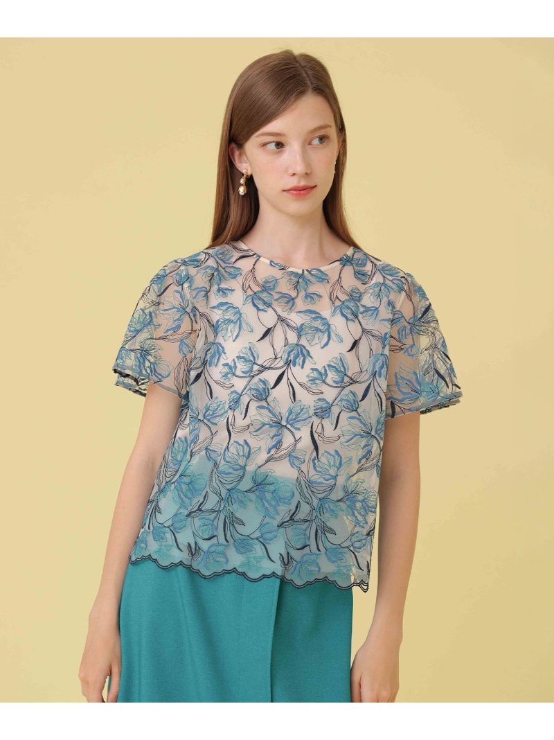 ラーレエンブロイダリー袖付き ブラウス ANAYI アナイ トップス シャツ・ブラウス ベージュ ネイビー【送料無料】[ Fashion]｜ANAYI