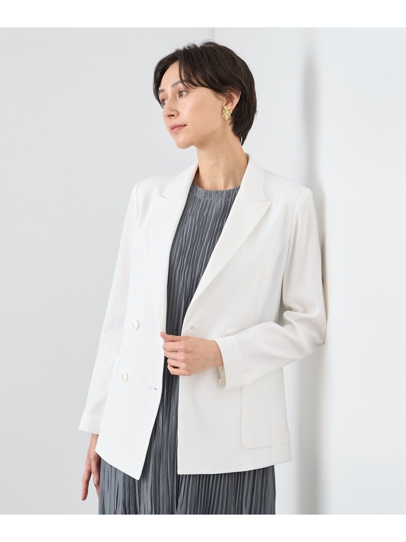【SALE／50%OFF】カラミコットンダブルジャケット ANAYI アナイ ジャケット・アウター テーラードジャケット・ブレザー ホワイト ブラック ネイビー【RBA_E】【送料無料】[ Fashion]