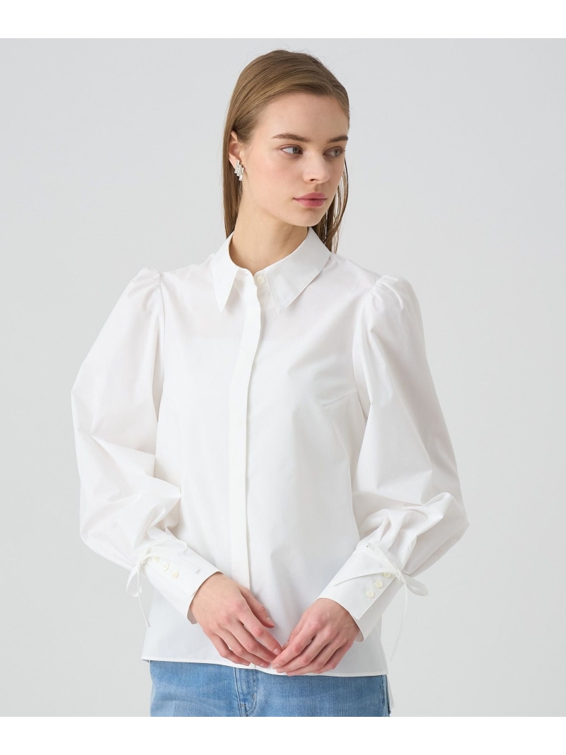 【SALE／40%OFF】コットンブロードリボンカフス ブラウス ANAYI アナイ トップス シャツ・ブラウス ブルー ホワイト【RBA_E】【送料無料】[ Fashion]