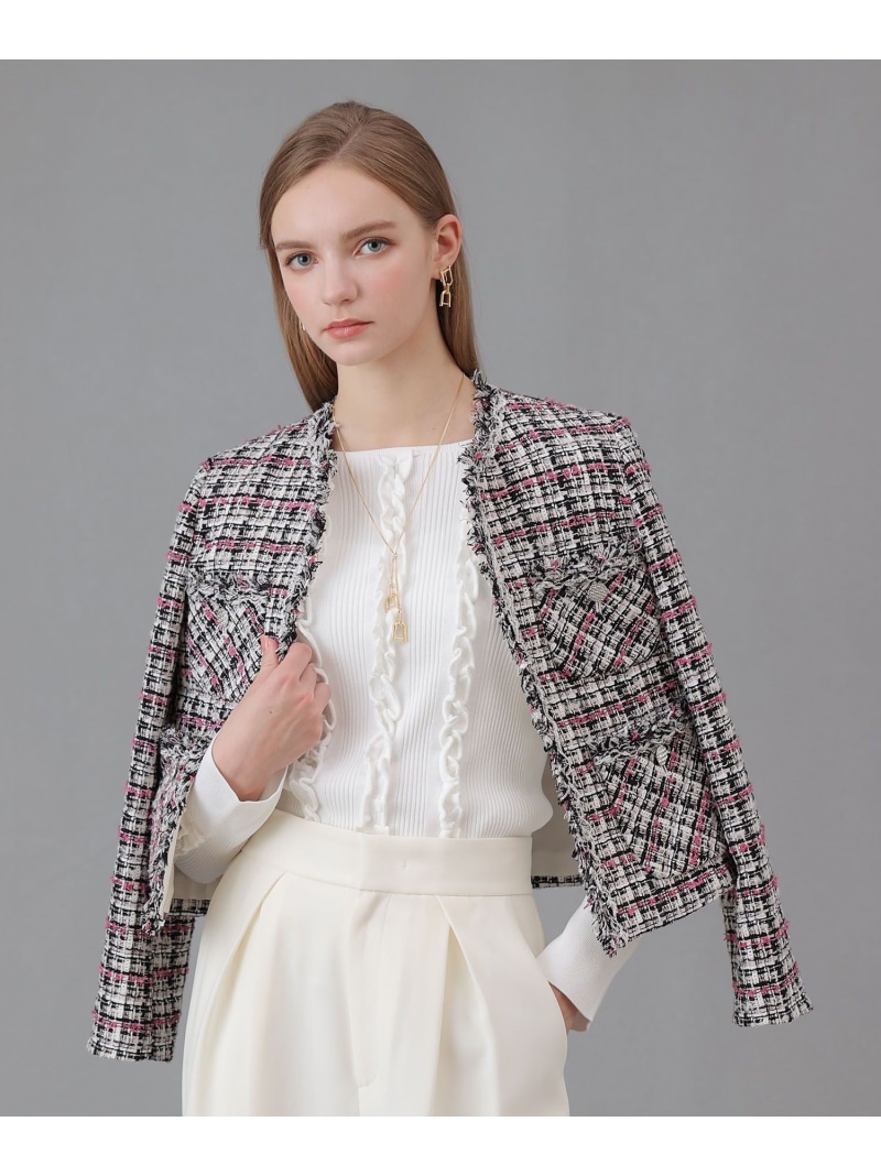 【SALE／30%OFF】ピンクミックスツイード4ポケットジャケット ANAYI アナイ ジャケット・アウター ノーカラージャケット ピンク【RBA_E】【送料無料】[ Fashion]