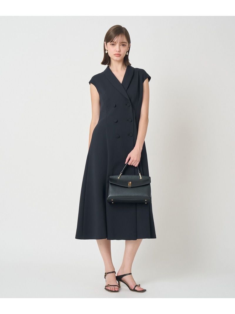 ライトダブルクロスショールエリワンピース ANAYI アナイ ワンピース・ドレス ワンピース ブラック ネイビー【送料無料】[ Fashion]｜ANAYI