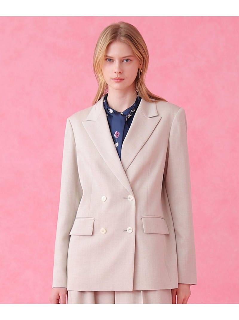 【SALE／40%OFF】【セットアップ対応商品】オックスストレッチダブル ジャケット ANAYI アナイ ジャケット・アウター テーラードジャケット・ブレザー ネイビー ピンク ベージュ【RBA_E】【送料無料】[ Fashion]｜ANAYI