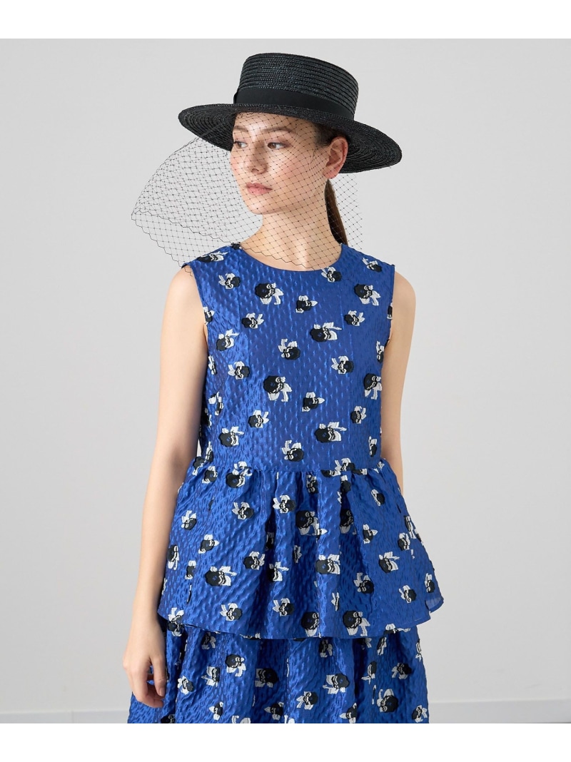 【SALE／50%OFF】【セットアップ対応商品】フラワージャガードペプラム ブラウス ANAYI アナイ トップス シャツ・ブラウス ブルー【RBA_E】【送料無料】[ Fashion]