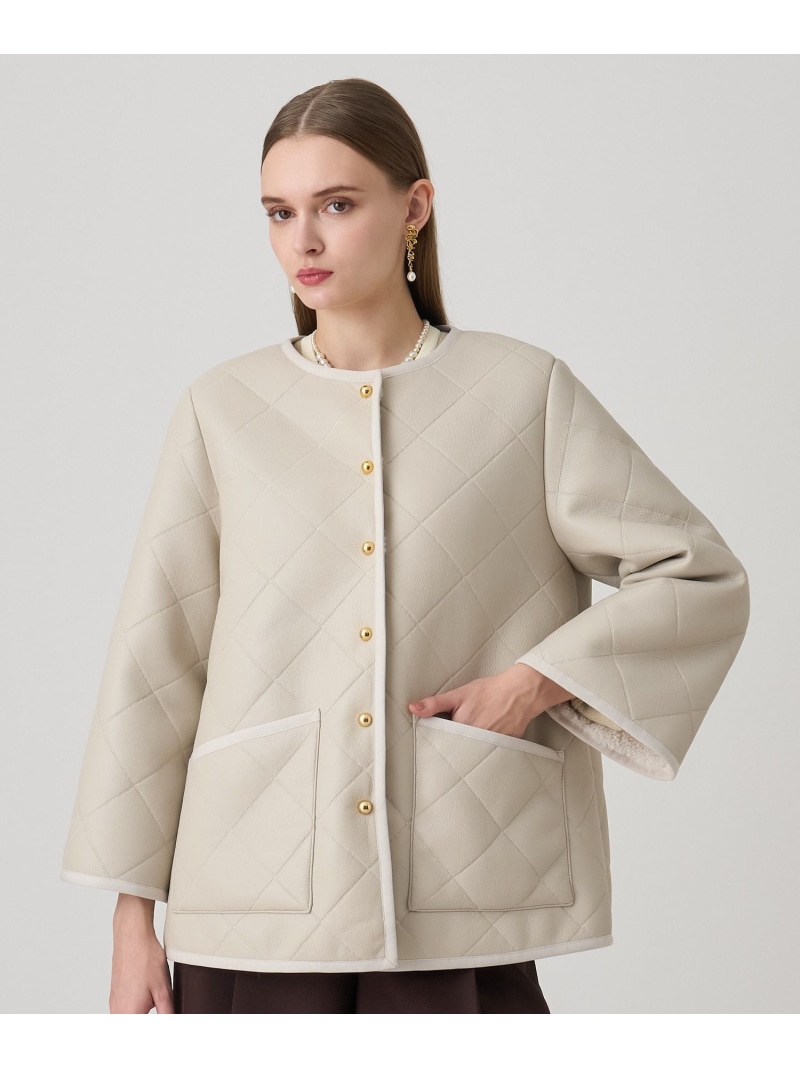【SALE／30%OFF】フェイクムートンキルティングコート ANAYI アナイ ジャケット・アウター その他のジャケット・アウター ホワイト ブラック【RBA_E】【送料無料】[ Fashion]