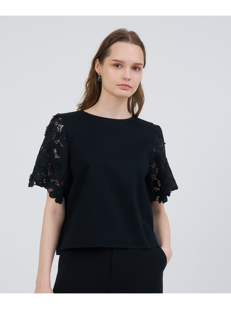 コンパクトポンチスカラップ袖 プルオーバー ANAYI アナイ トップス カットソー・Tシャツ ホワイト ブラック ブラウン【送料無料】[ Fashion]｜ANAYI