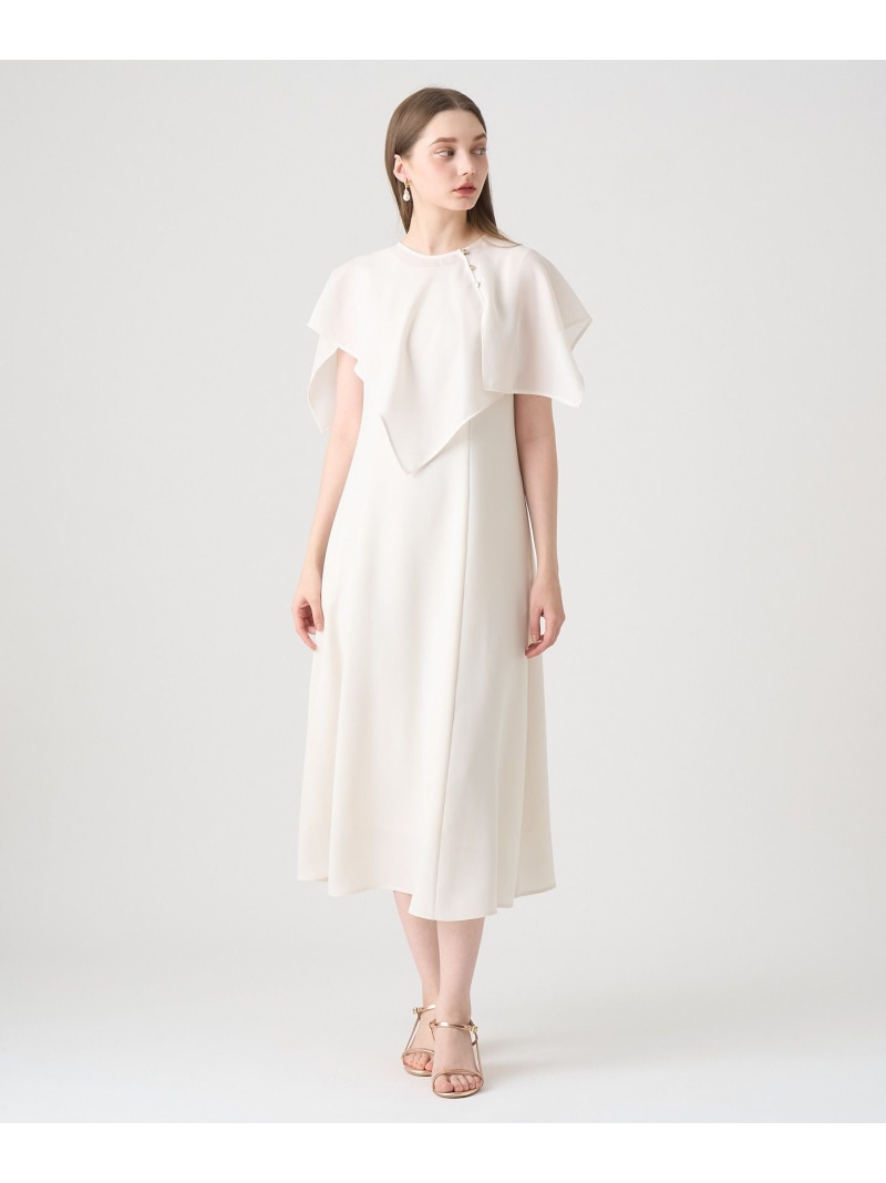【SALE／50%OFF】ダブルクロスケープ付きワンピース ANAYI アナイ ワンピース・ドレス ワンピース ベージュ ブラック【RBA_E】【送料無料】[ Fashion]｜ANAYI