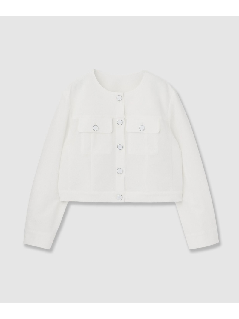 【SALE／30%OFF】サッカーストレッチクロップドブルゾン ANAYI アナイ ジャケット・アウター その他のジャケット・アウター ホワイト ネイビー【RBA_E】【送料無料】[ Fashion]｜ANAYI