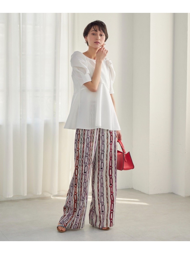 【SALE／50%OFF】チェーンプリントワイドパンツ ANAYI アナイ パンツ その他のパンツ ブルー ピンク【RBA_E】【送料無料】[ Fashion]