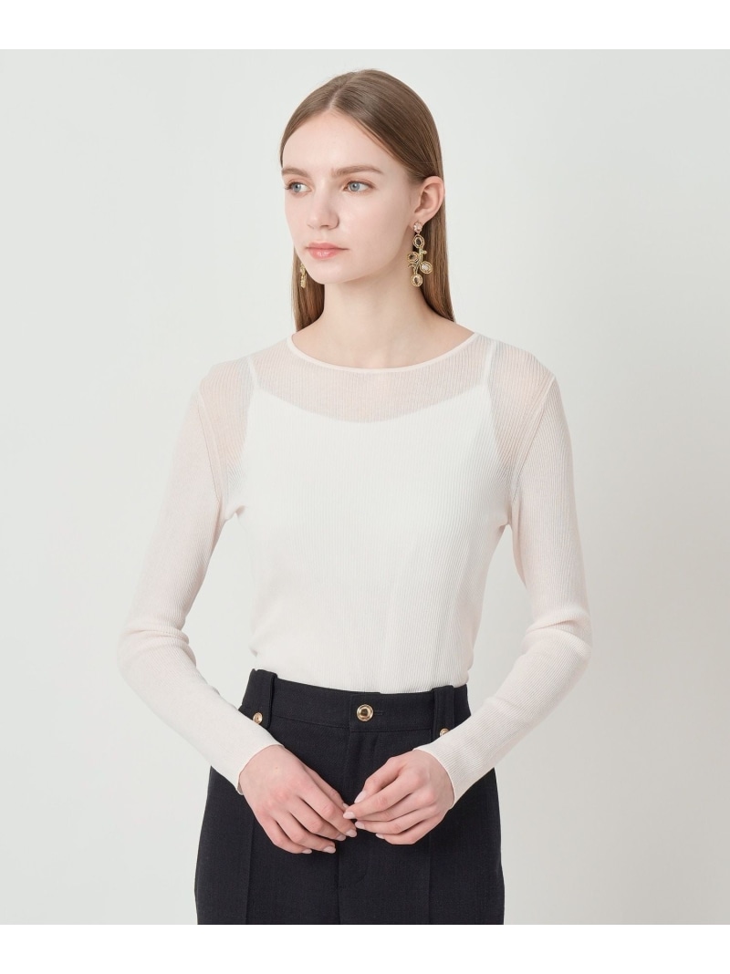 【SALE／30%OFF】シアーコットンナイロンクルー プルオーバー ANAYI アナイ トップス ニット ピンク ネイビー ホワイト【RBA_E】【先行予約】*【送料無料】[ Fashion]｜ANAYI 12,874円